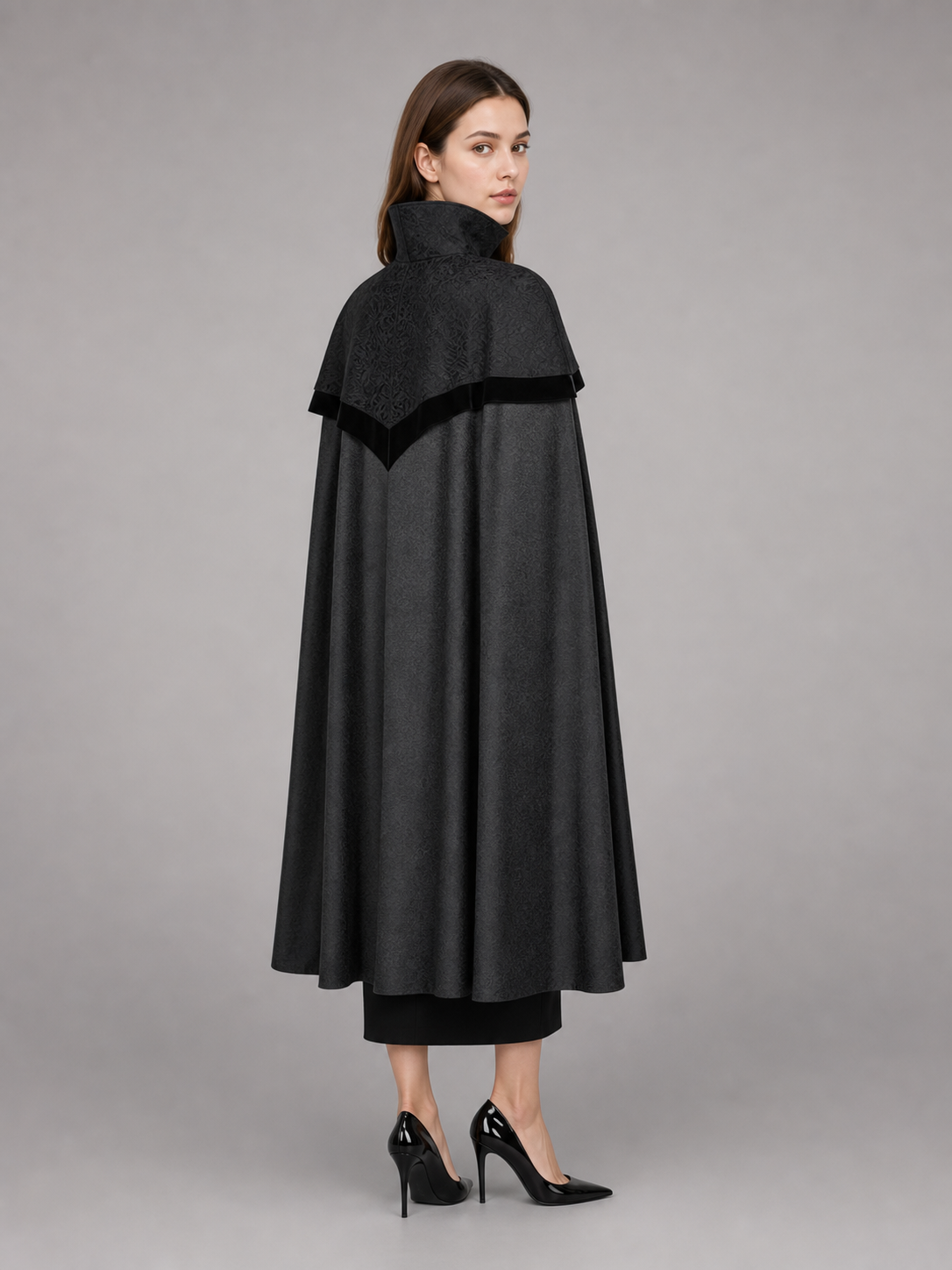 Black Hooded Fantasy Costume Cloak