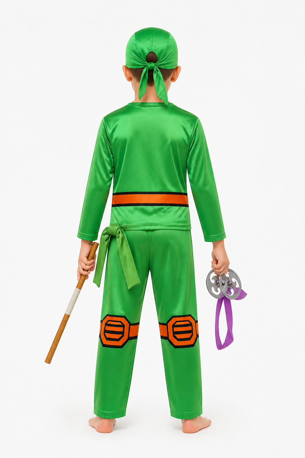 Ninja Costume Jumpsuit with Mask and Weapons back view