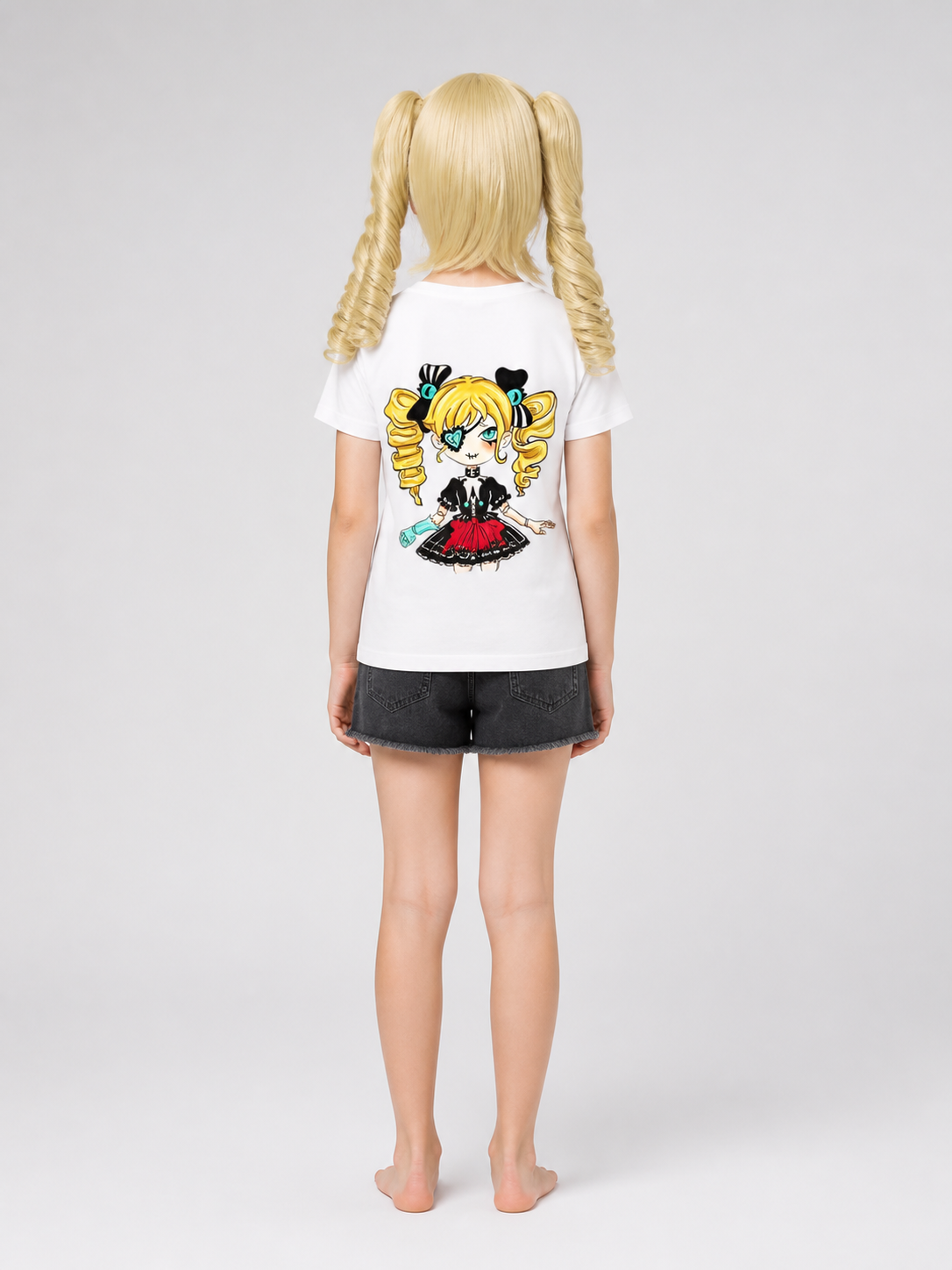 Light Golden Wig for Cosplay with Double Ponytails back view