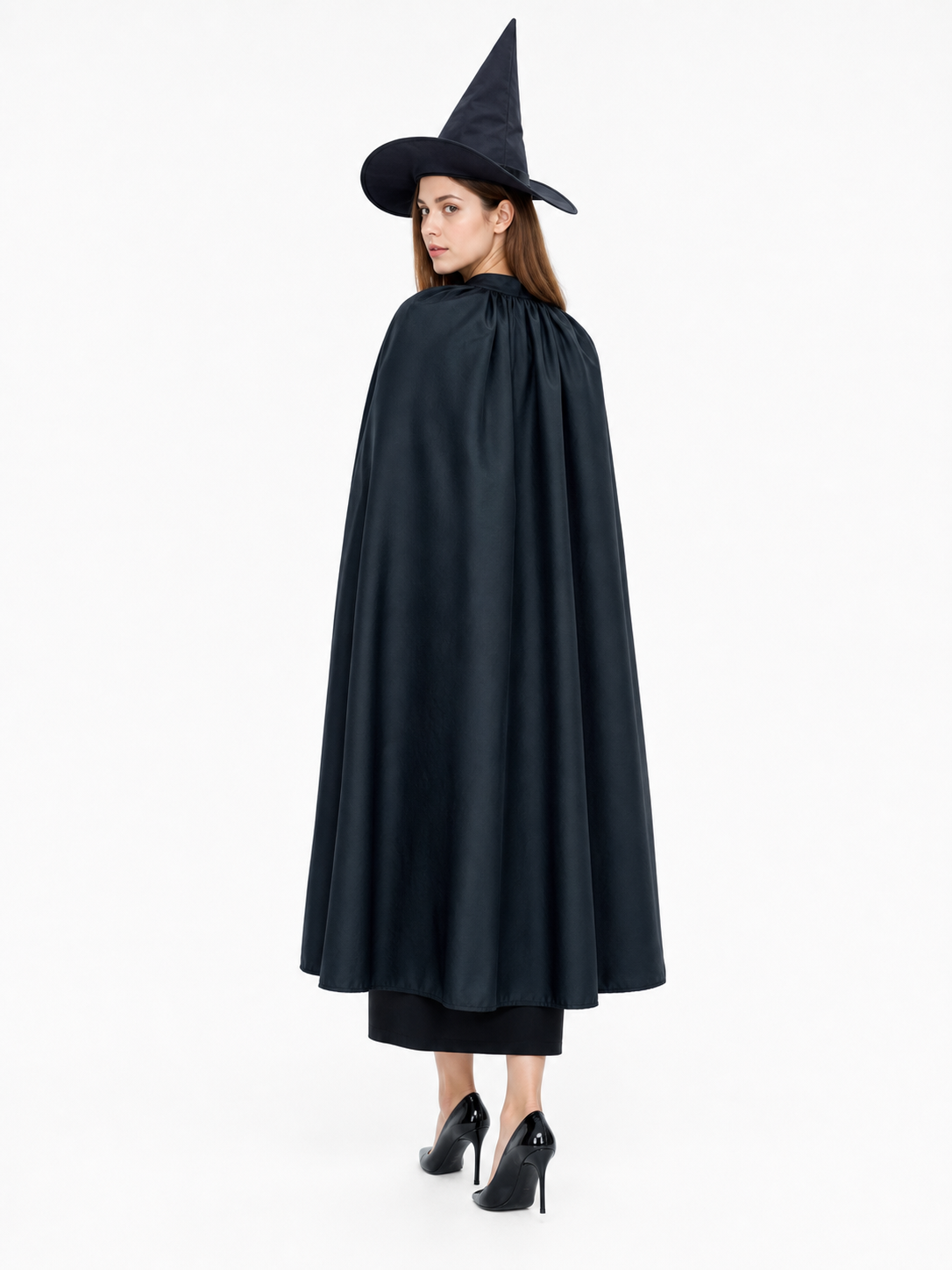 Black Costume Cape with Pointed Hat