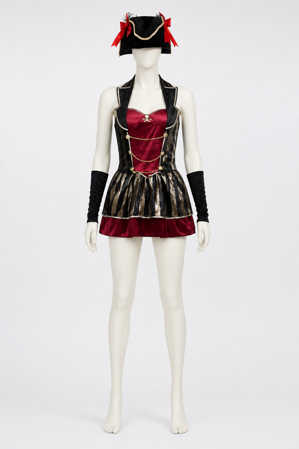 Pirate Costume with Skull and Gold Chains back view