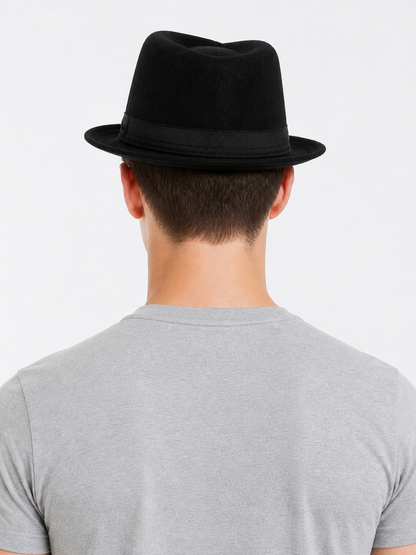 Carnival hat with black ribbon and brim