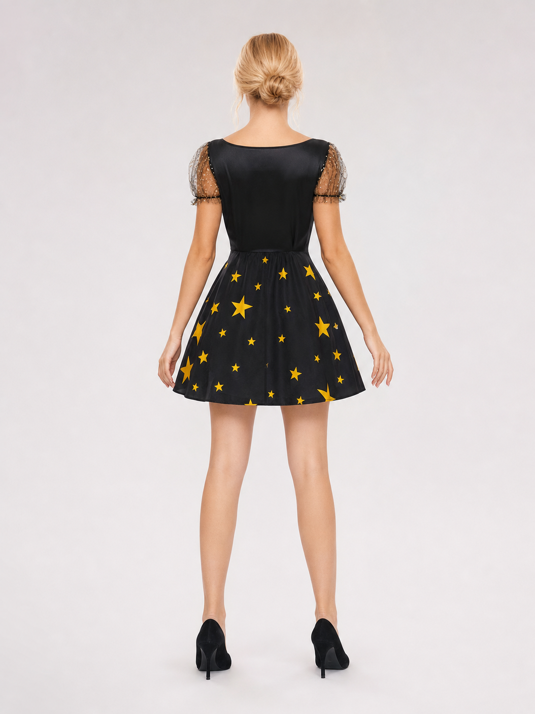Black Witch Cosplay Dress with Stars