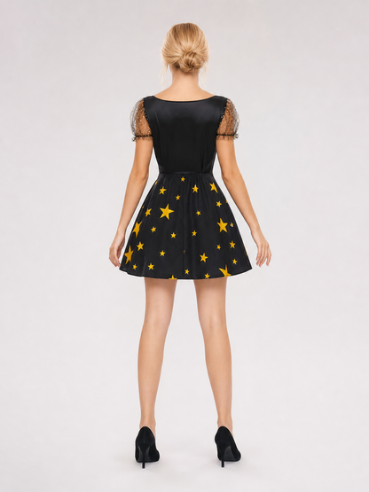 Black Witch Cosplay Dress with Stars
