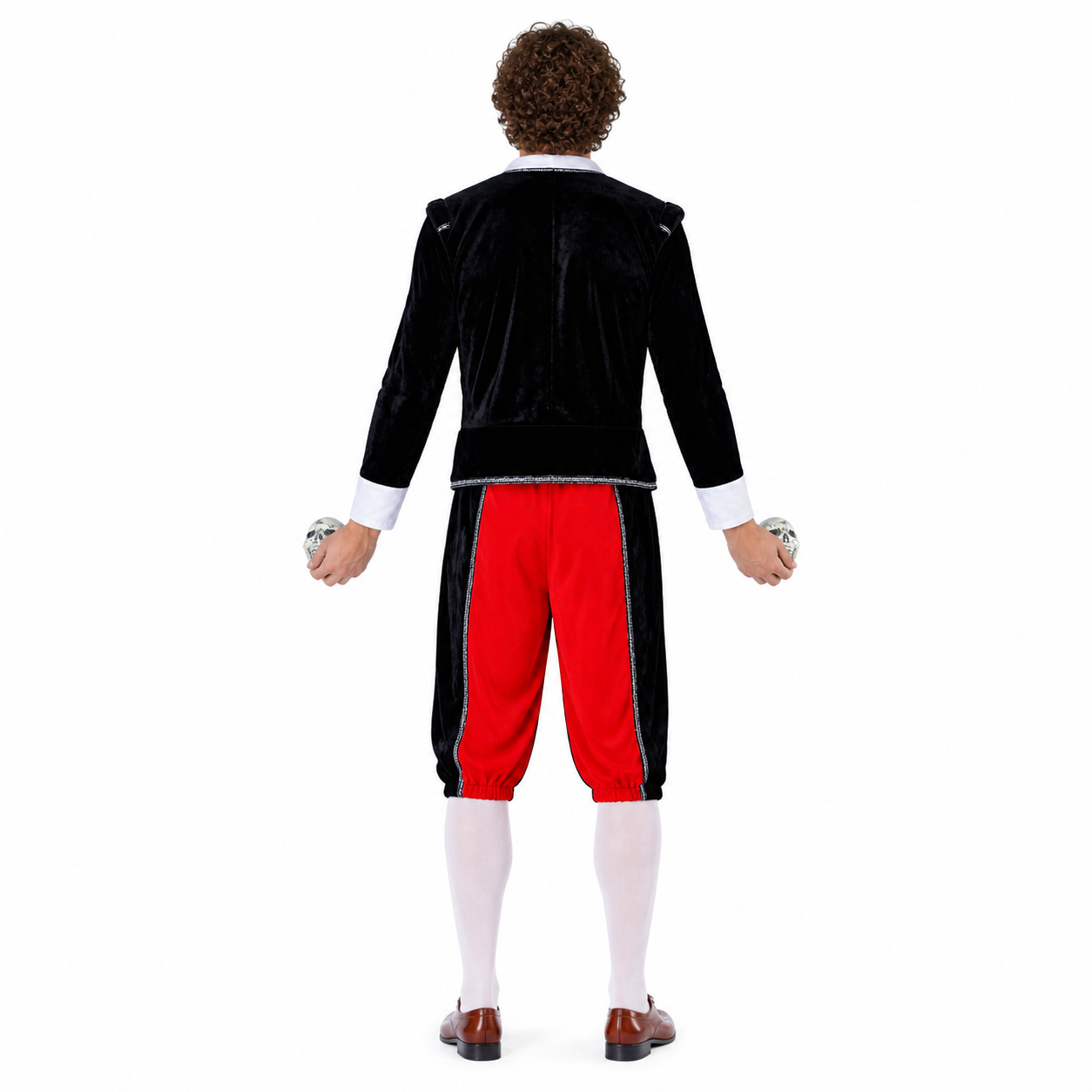 Vampire Costume with Red Pants and Silver Trim back view