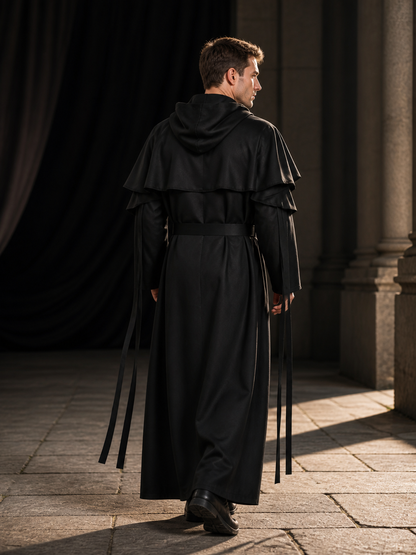 Gothic Hooded Nun Costume for Cosplay back view