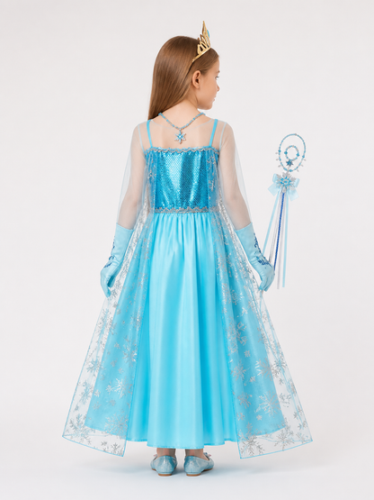 Snow Queen Costume for Girls for Halloween and Cosplay back view