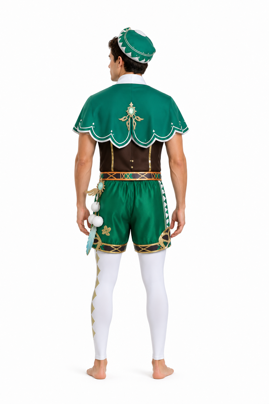 Venti Anime Cosplay Costume with Cape and Hat back view