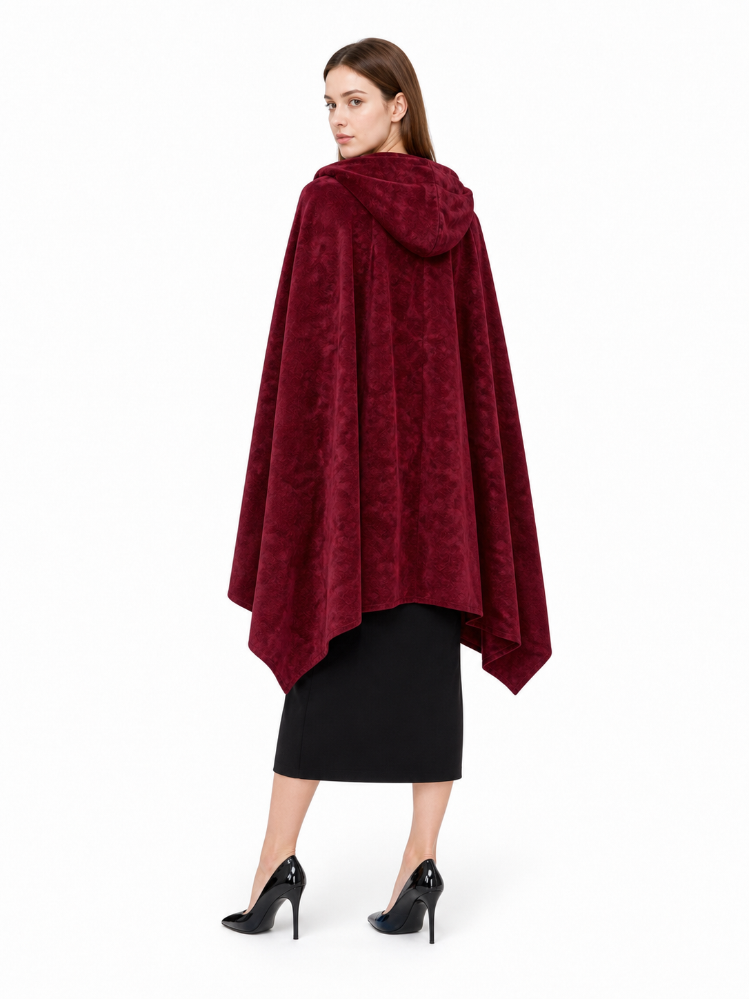 Burgundy Hooded Carnival Cloak