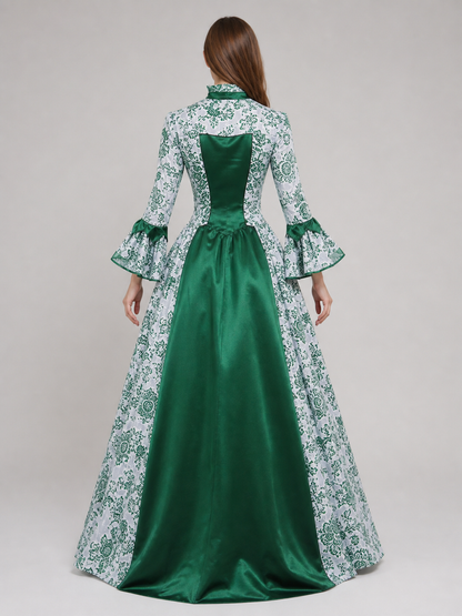 Long Evening Dress with Flared Sleeves