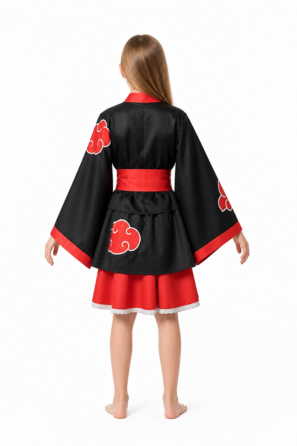 Kimono-Style Vampire Costume with Wide Sleeves back view