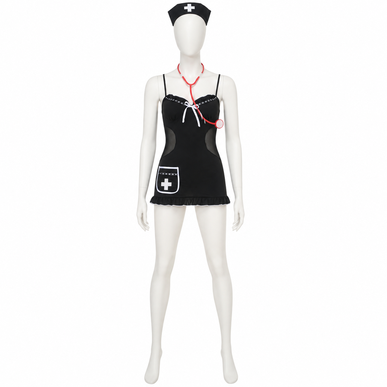 Nurse Dress with Cross, Short and Fitted back view