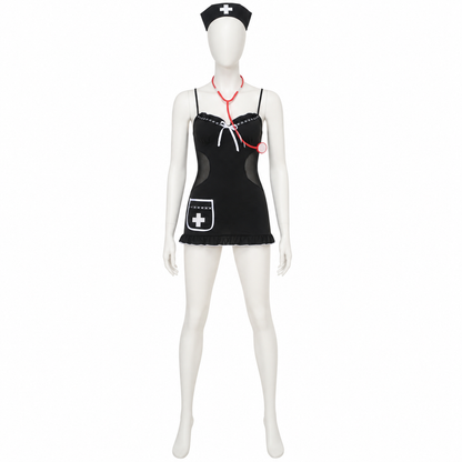 Nurse Dress with Cross, Short and Fitted back view
