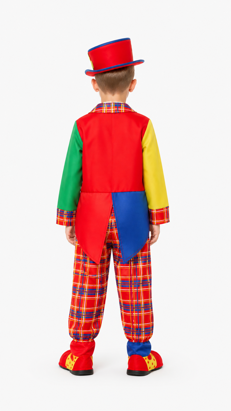 Plaid Clown Costume with a Flower on the Hat back view