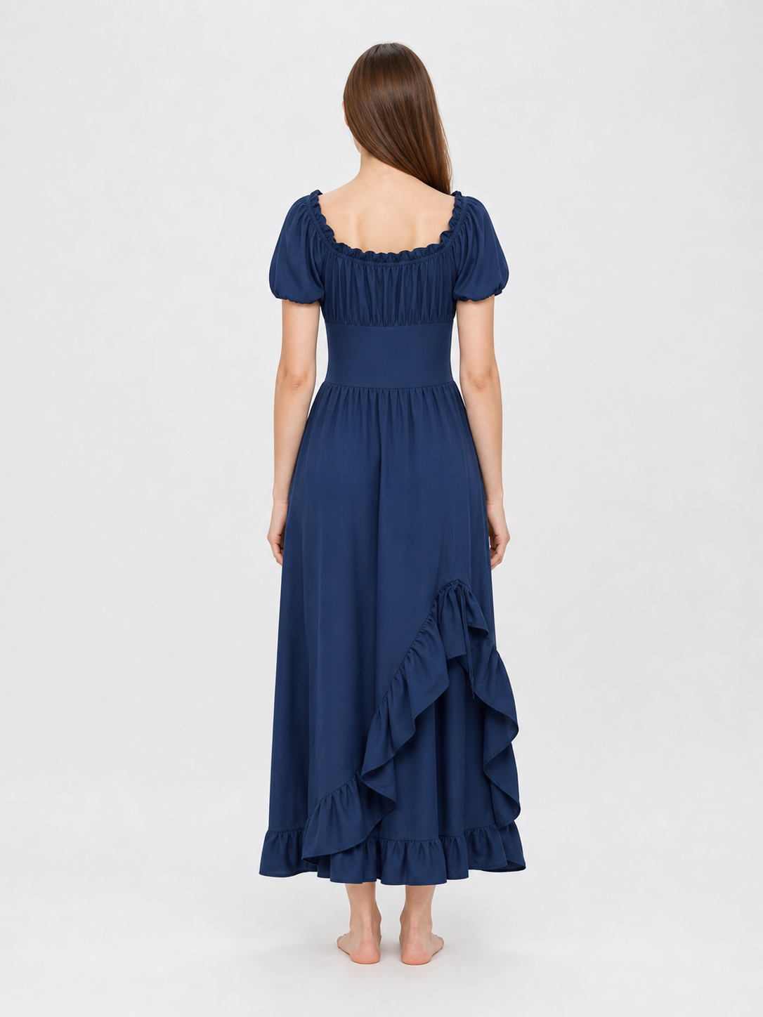 Vintage-style maxi dress with ruffles