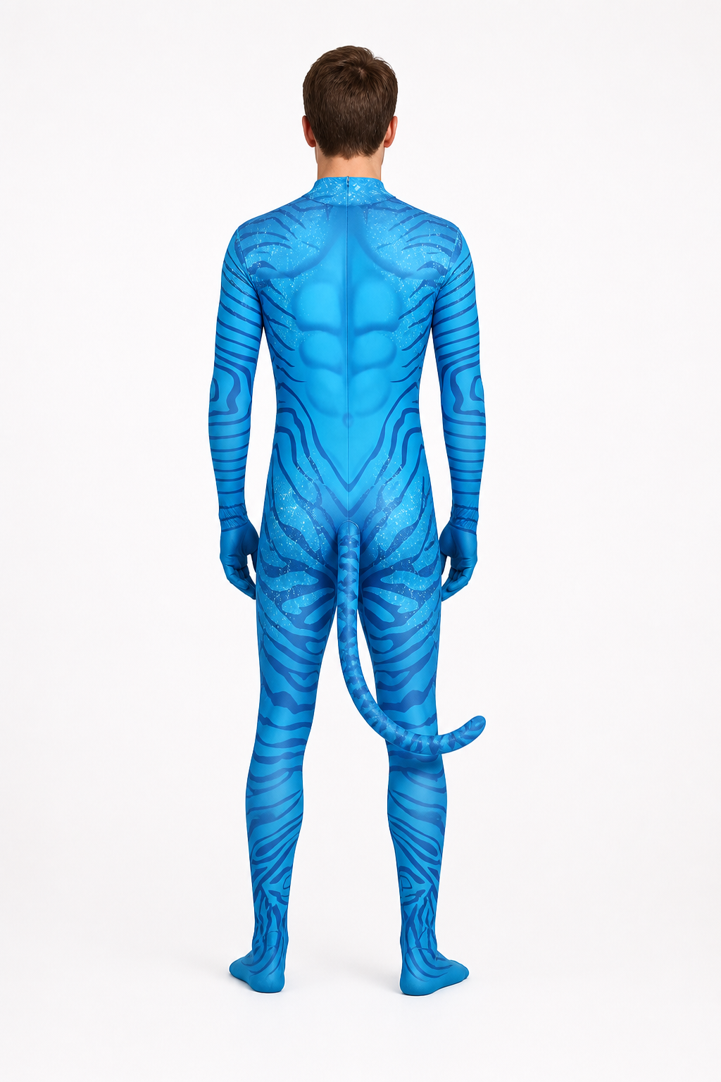 Blue Avatar Costume with Tail and Muscles for Children and Adults