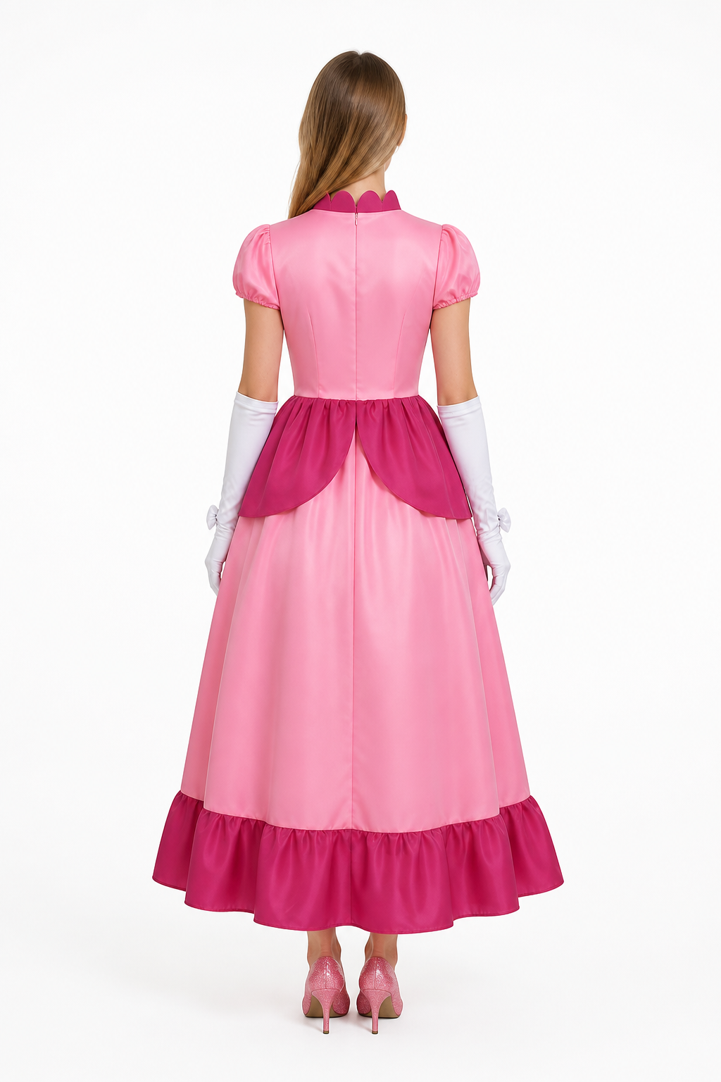 Costume Dress with Brooch and Long Gloves back view