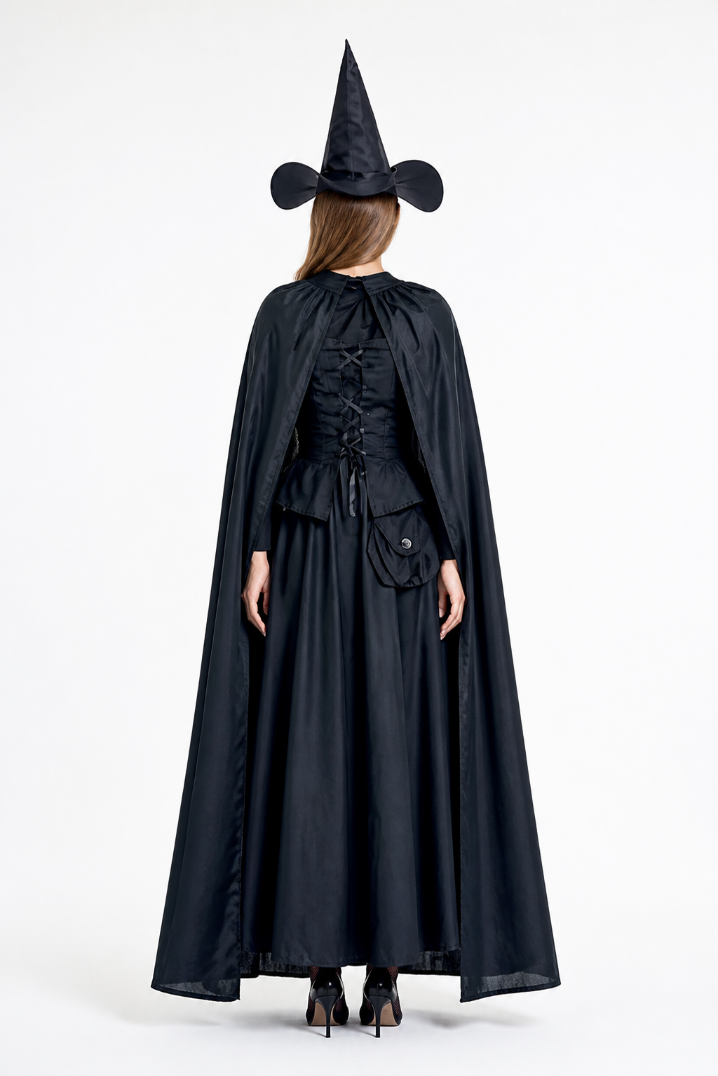 Halloween Witch Costume with Cape and Hat back view
