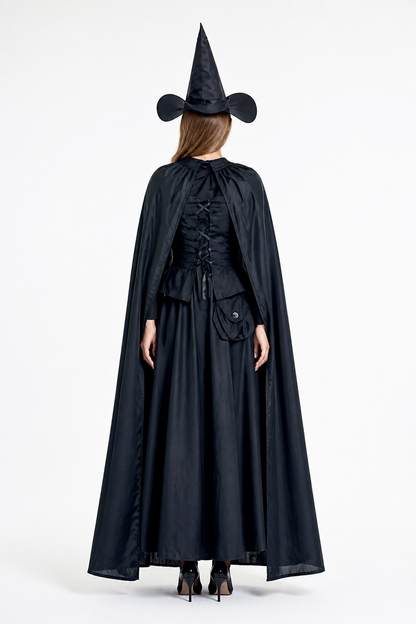 Halloween Witch Costume with Cape and Hat back view
