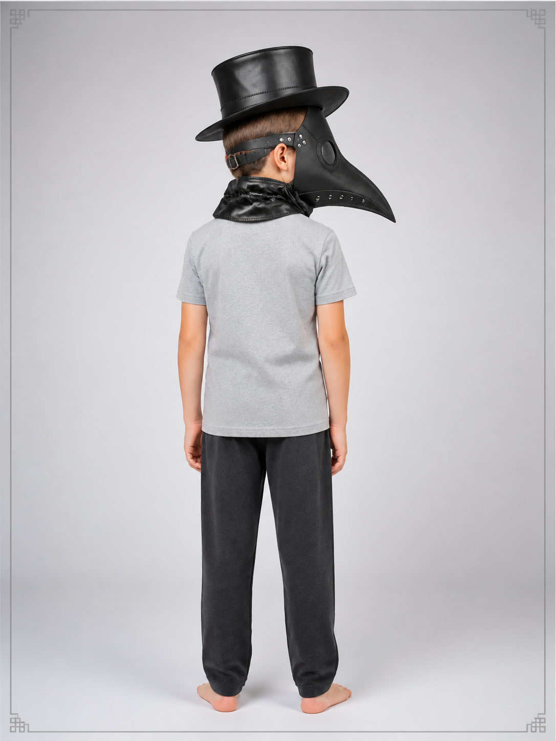 Black Plague Doctor Carnival Mask for Halloween back view