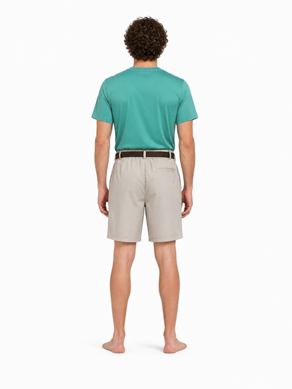 Costume with a T-shirt, Shorts, and Printed Belt back view