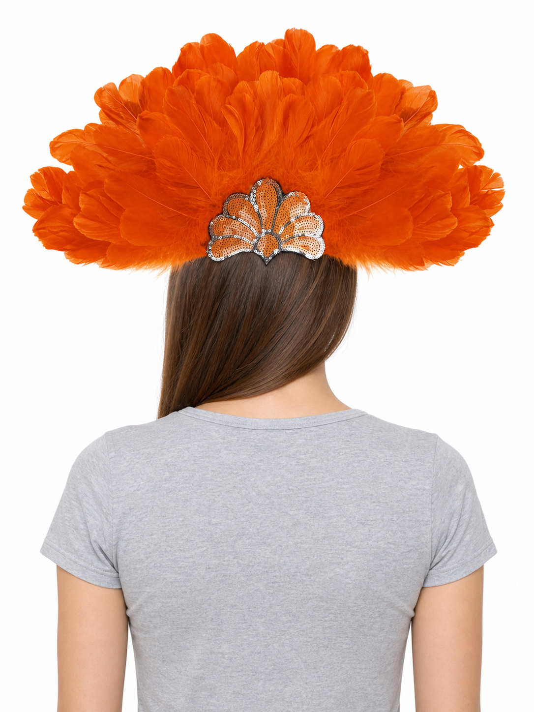 Carnival Headpiece with Orange Feathers