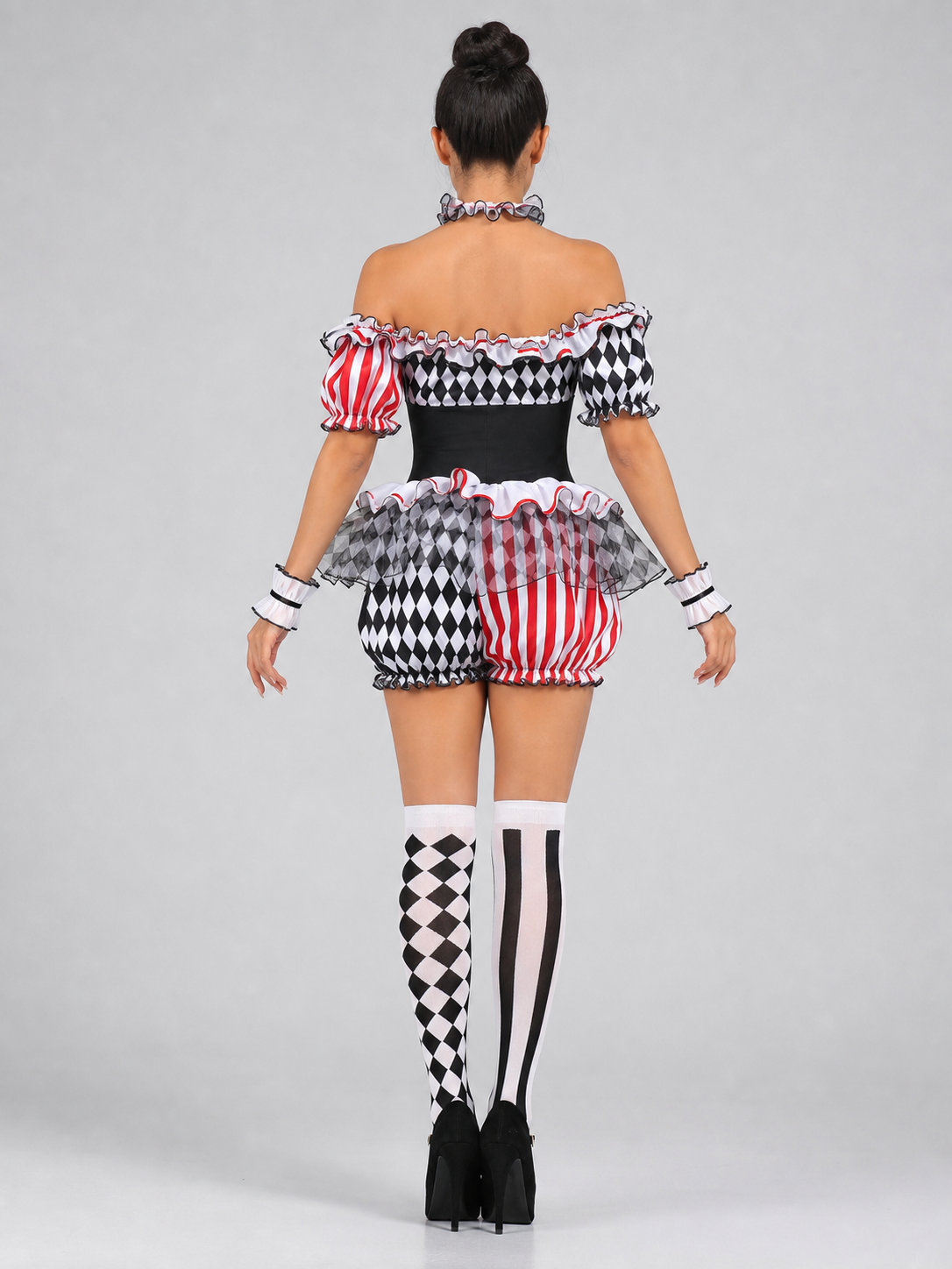 Clown Costume with Hat and Jabot back view