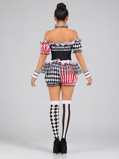 Clown Costume with Hat and Jabot back view