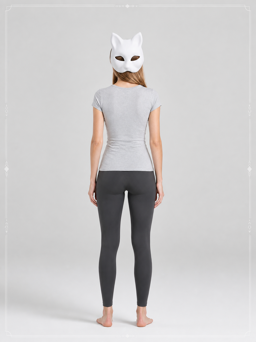White Carnival Mask with Cat Ears for Cosplay back view