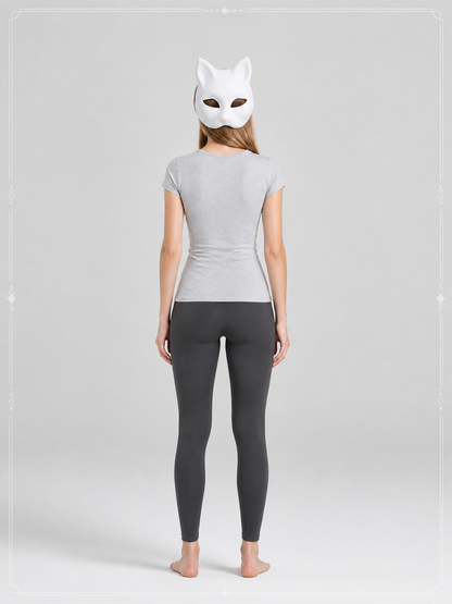 White Carnival Mask with Cat Ears for Cosplay back view