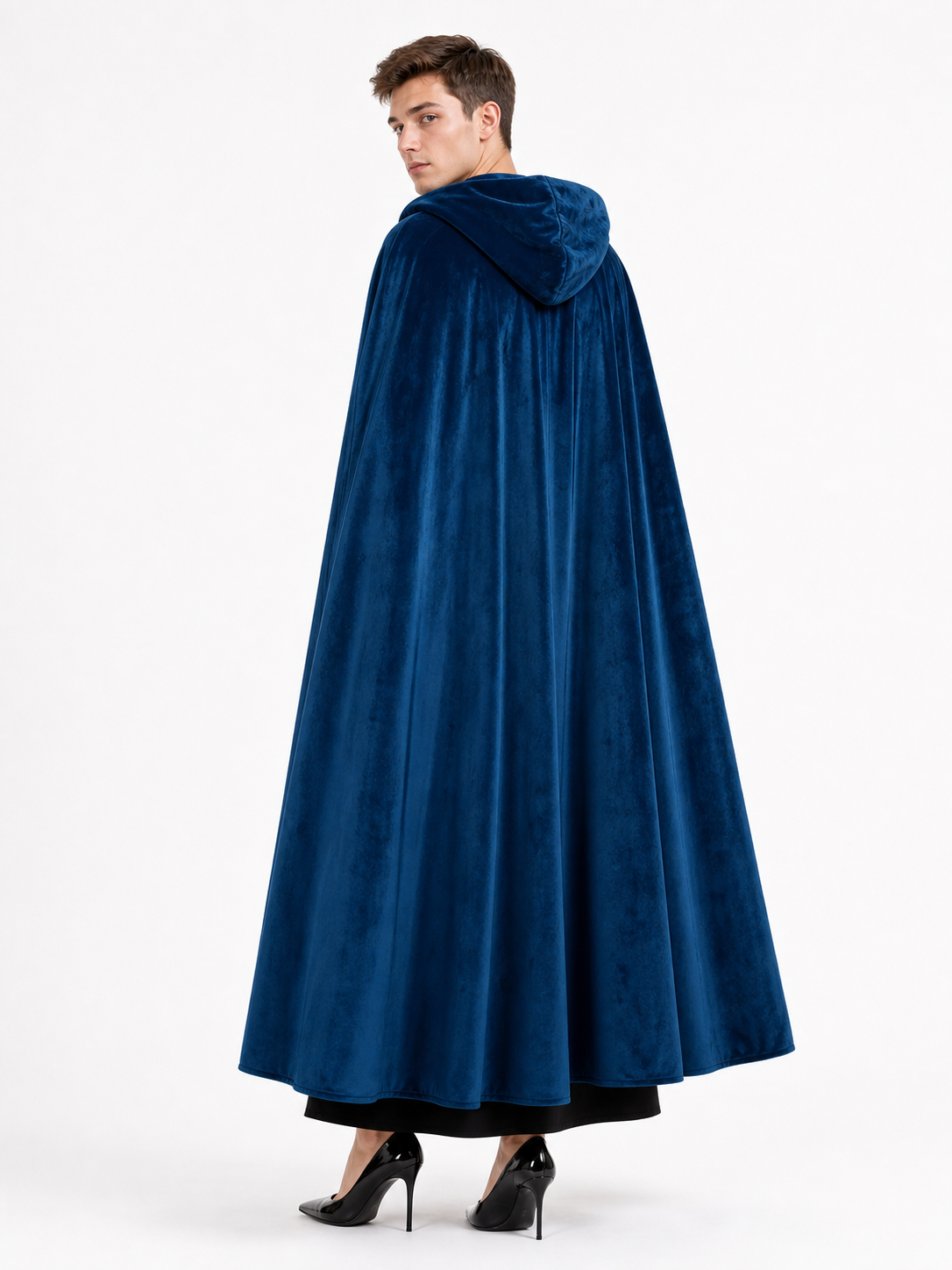Blue Medieval Hooded Costume Cloak