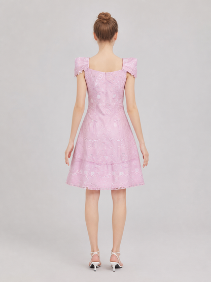 Pink cosplay dress inspired by the film “Wicked 2.” The design features a back view