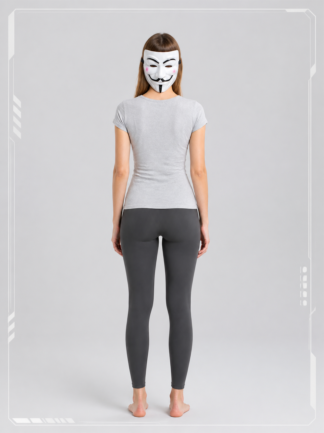 White Cosplay Mask with Mustache and Blush back view