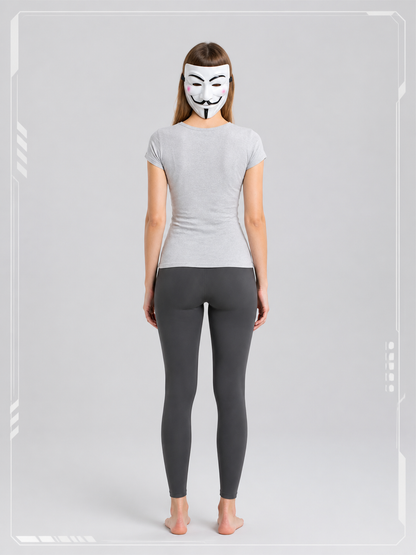 White Cosplay Mask with Mustache and Blush back view