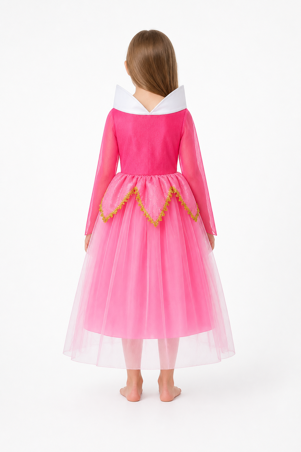 Princess Dress with White Collar and Full Skirt back view
