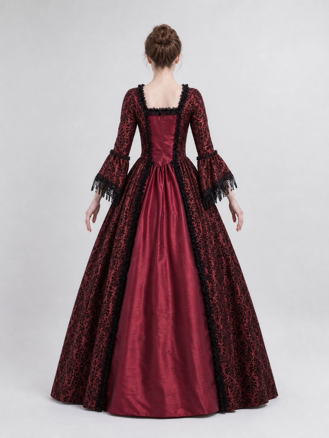 Renaissance Dress with Lace Sleeves and Cords