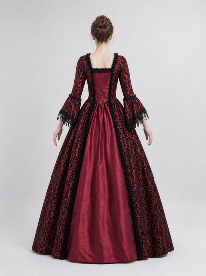 Renaissance Dress with Lace Sleeves and Cords