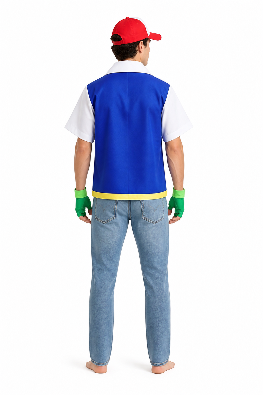 Anime Character Costume with Jacket, Cap, and Gloves back view