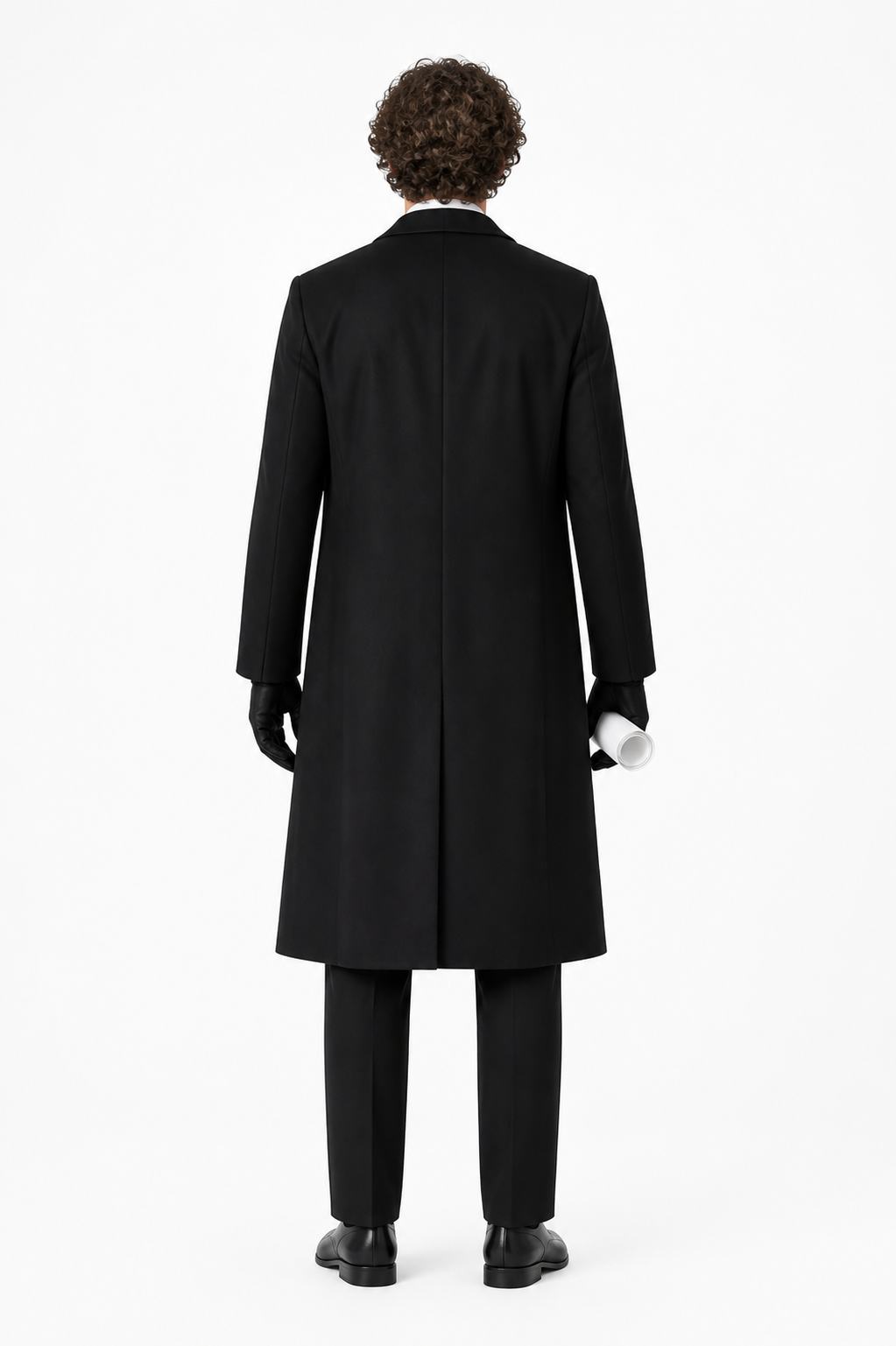 Dazai Cosplay Costume, Black Long Coat with Vest back view