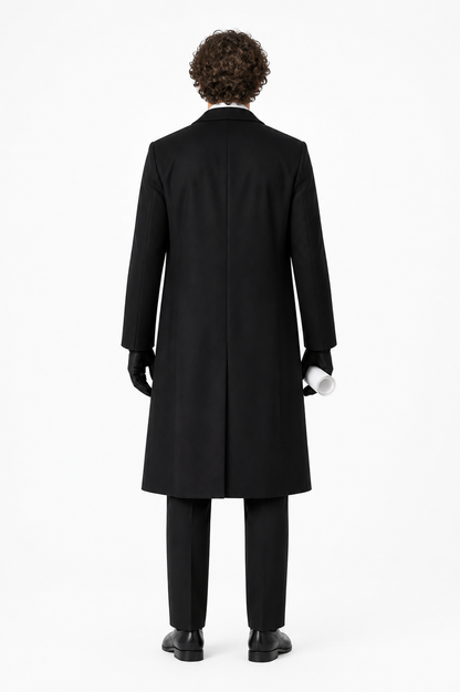Dazai Cosplay Costume, Black Long Coat with Vest back view