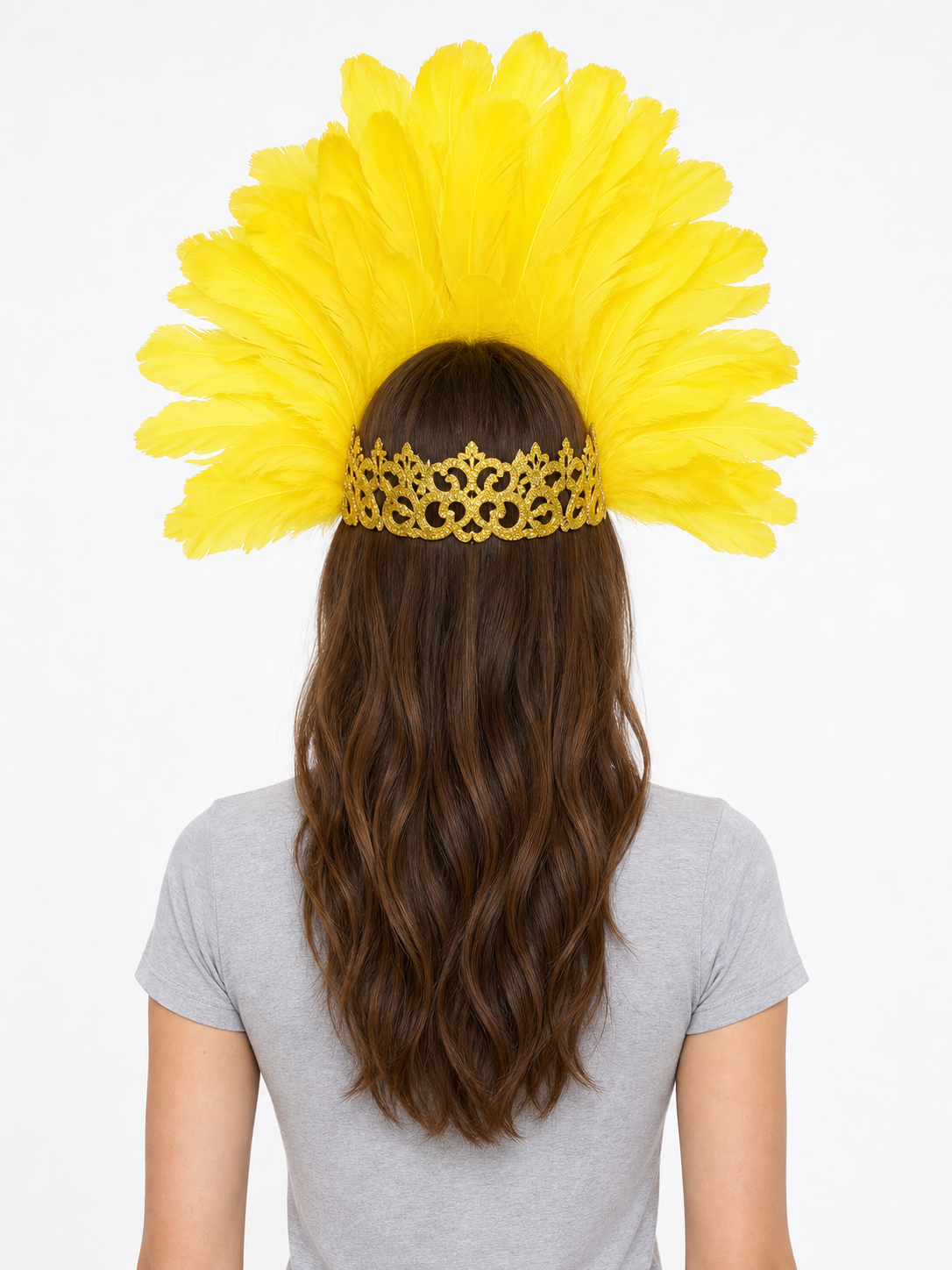 Carnival Headpiece with Feathers and Gold Decoration