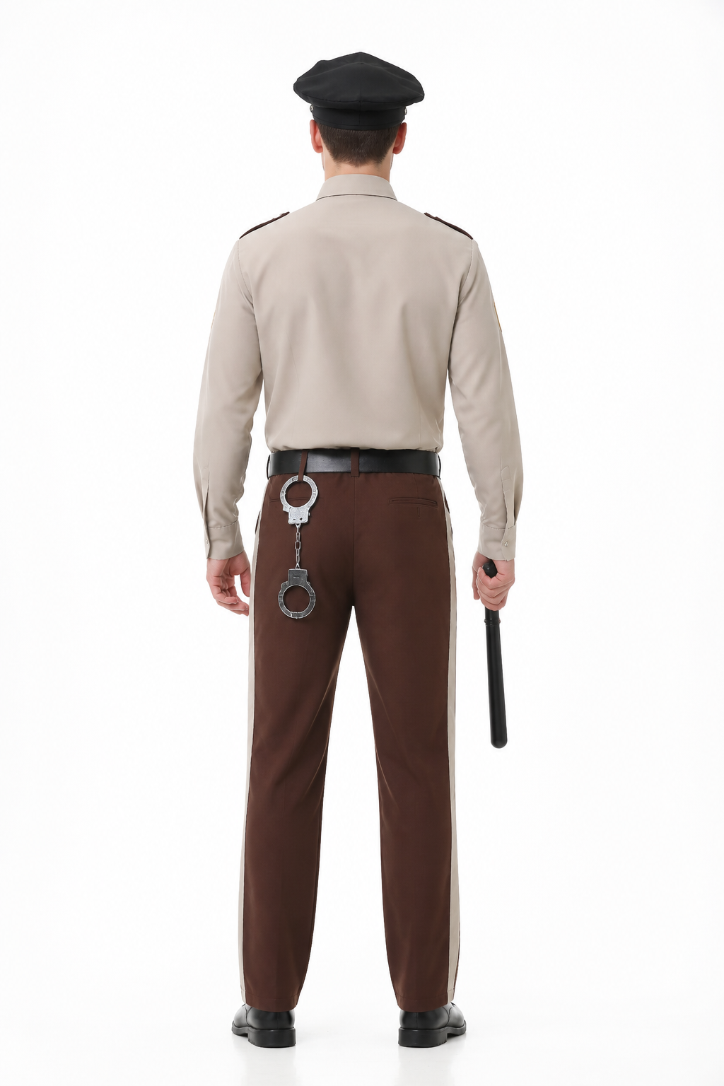 Sheriff Costume with Peaked Cap, Belt, and Tie back view