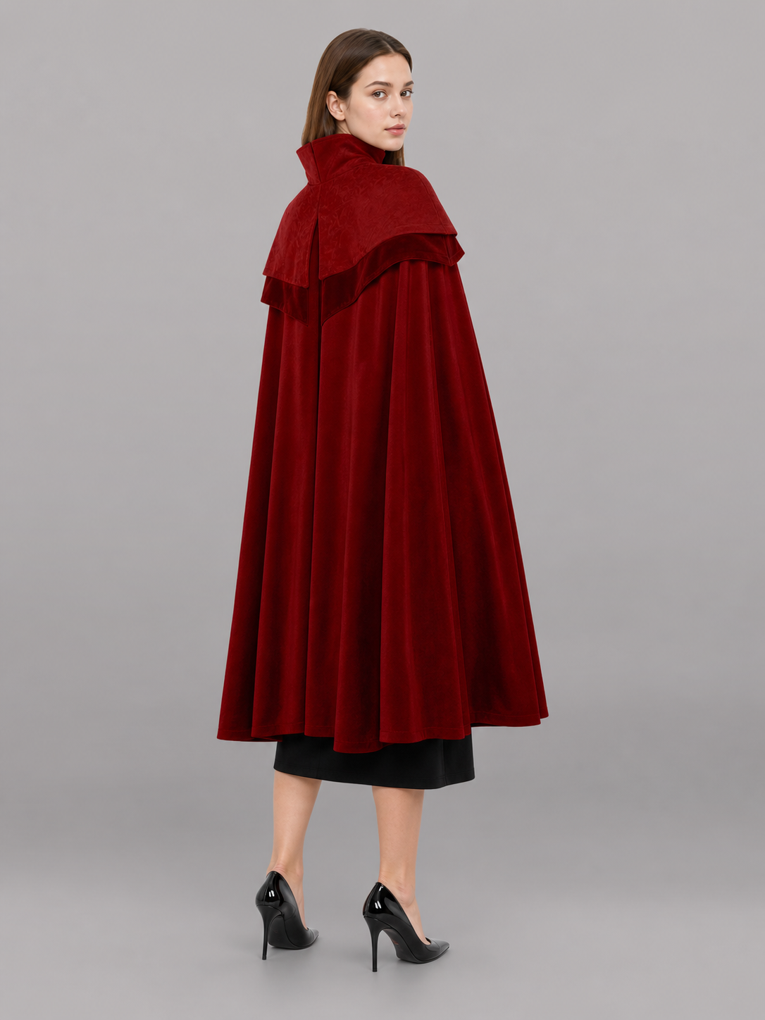 Burgundy Hooded Carnival Cloak