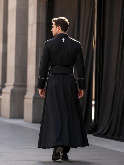 Nun Costume with Crosses for Stage Performances and Cosplay back view