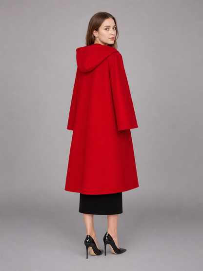 Long red hooded carnival cloak