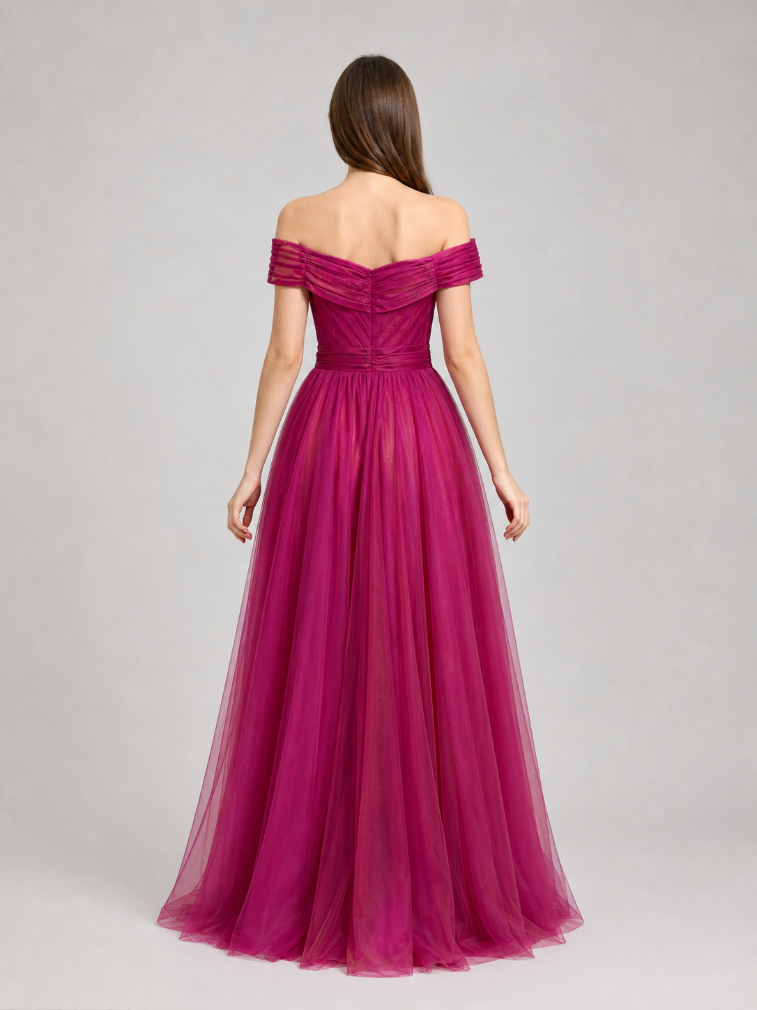 Off-the-Shoulder Evening Dress with Draping