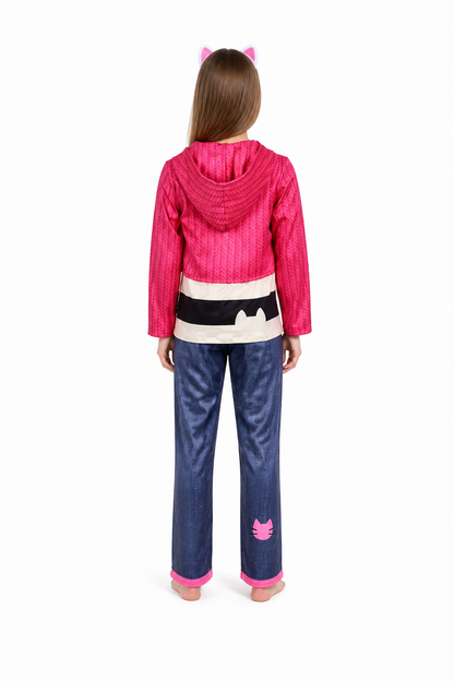 Gabby costume: jacket, T-shirt, pants, wig back view