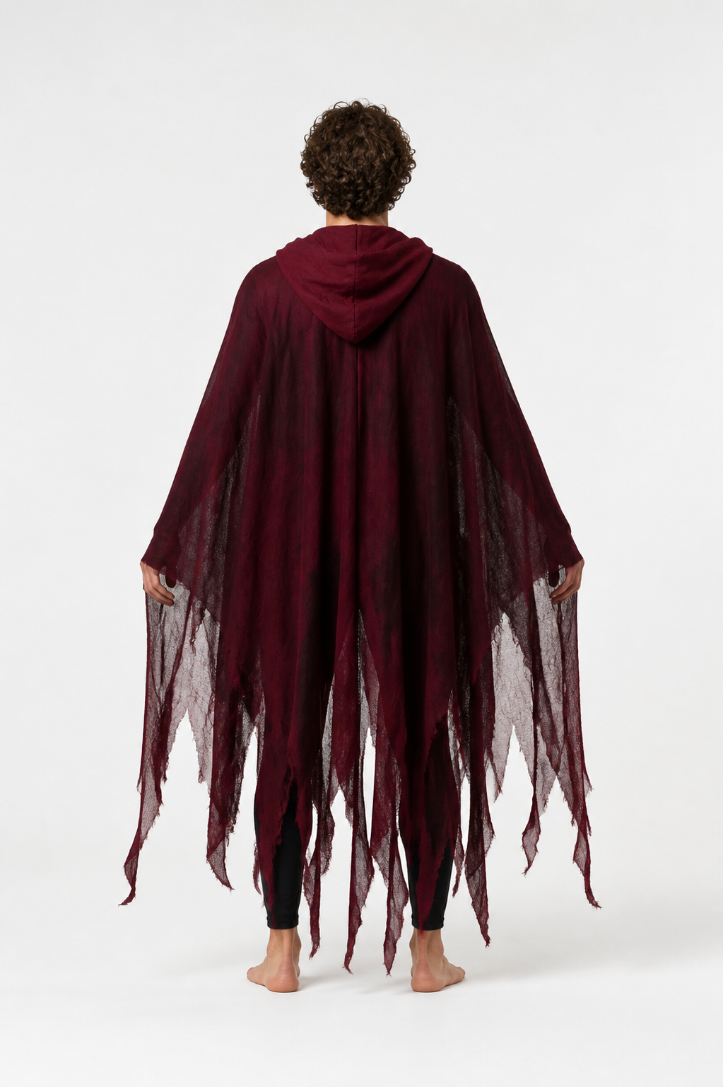 Gothic Hooded Cloak with Ragged Hem