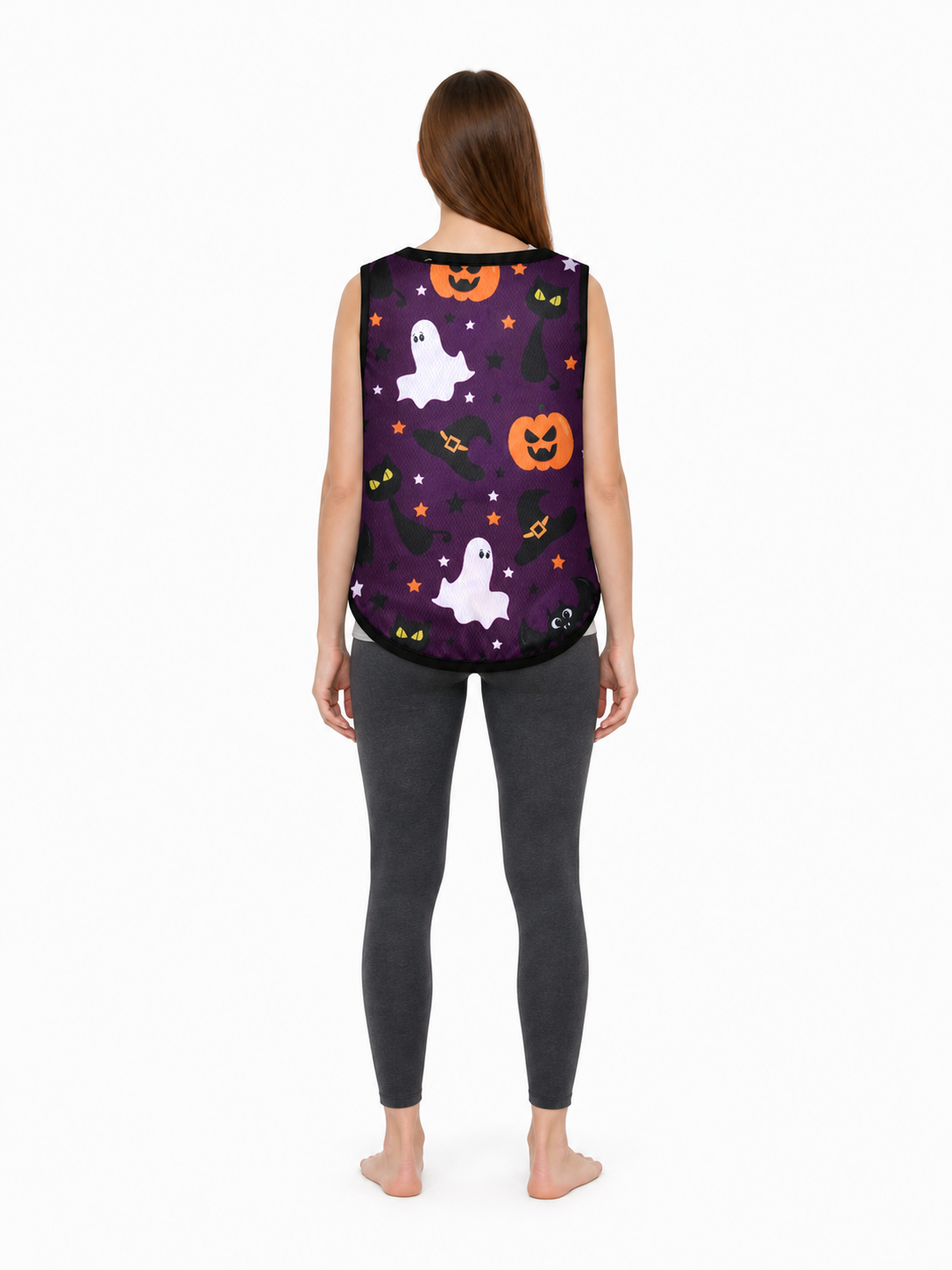 Purple Pet Vest with Halloween Print back view