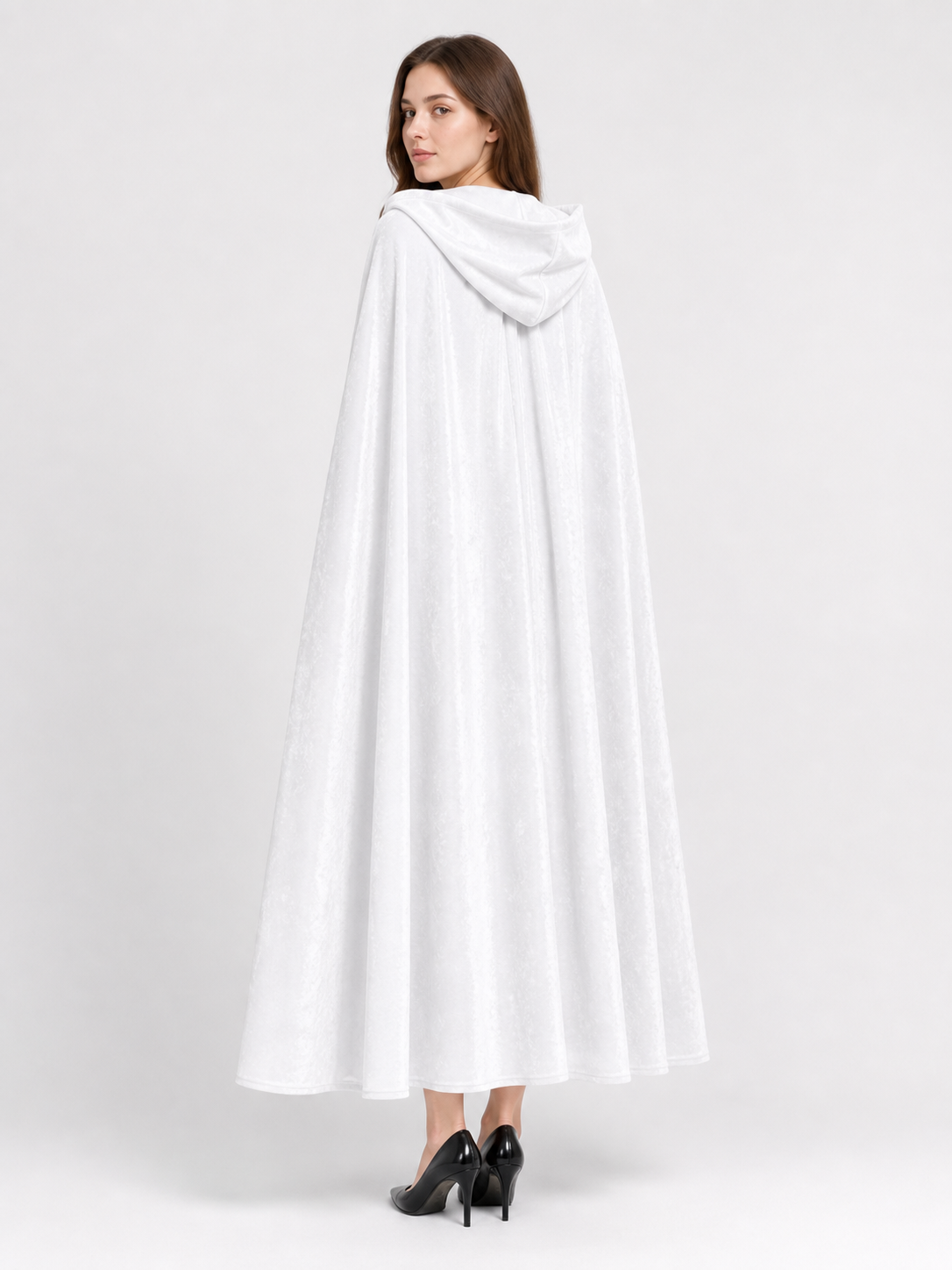 Long White Hooded Carnival Cloak